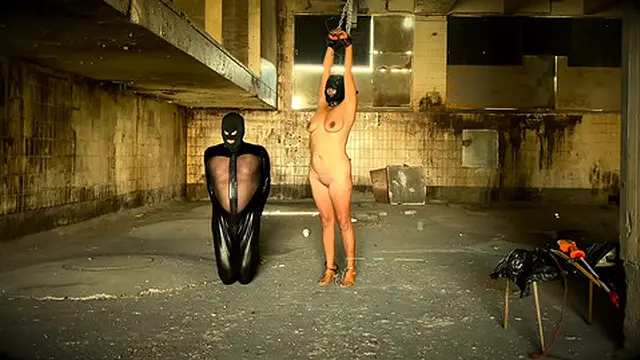 April′s BDSM session leaves a pink mark between her lover′s thighs