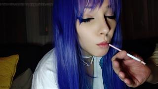 Stepdad's filthy cigarette fetish with innocent e-girl's lips
