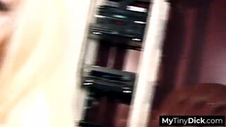 Riding the small stuff to the busty blonde's delight