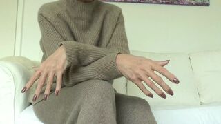 Lady Victoria Valente - Cashmere Suit, Pretty Hands, Chocolate Nails, Close-ups, JOI