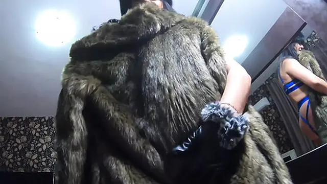  Milfycalla - Hot MILF Gives Deepthroat and Shows Cum Play in Green Fur Coat &mdash;  Leather Gloves &mdash;  and Boots 213