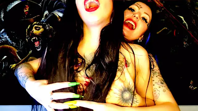 Staring at stunning tits and nipples as two dominatrices worship and tease non-stop 