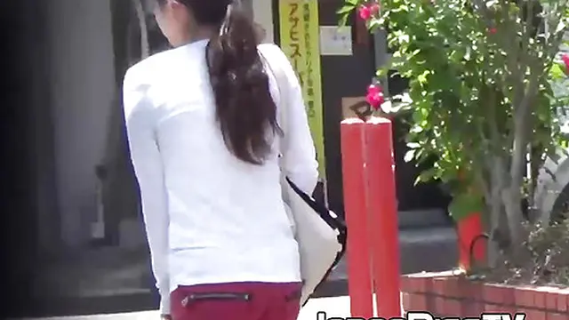 Japanese beauties blush while caught in the act of urinating