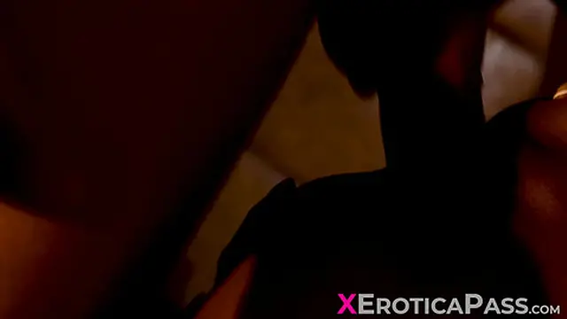 Slender Ebony Kylie Le Beau enjoys a dildo while her partner joins in