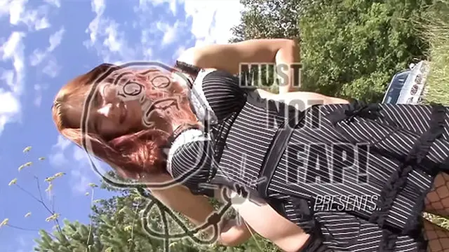 Hot redhead pregnant babe gets rough sex outside with big dick🍆