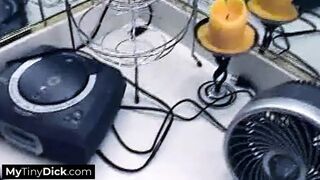 A fiery redhead works her magic sucking that small cock