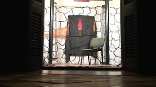 Ugly BDSM Mistress Megan torments her fat sub in dungeon with hot wax, bondage, spanking and strapon