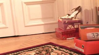 A Sexy Girl Tries on Shoes in a Store, but the Clerk Is a Lesbian Slut with a Fetish for Feet