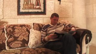 Young big boob real spandex doll gets stretched by her coach