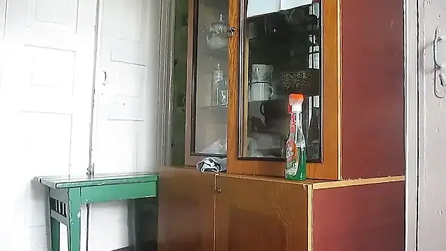 The hostess took up cleaning in some stockings