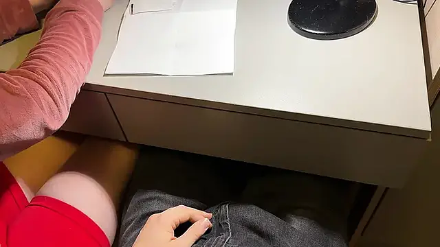 SCHOOLGIRL Handjob in Math Class Under The Table Again. (At School)