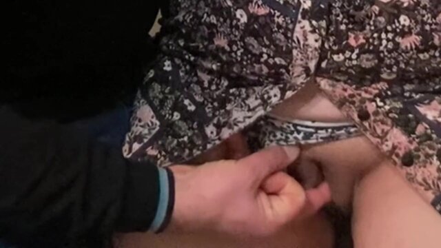 Stepmonster's finger gets her hot barely legal daughter's attention in the crowded